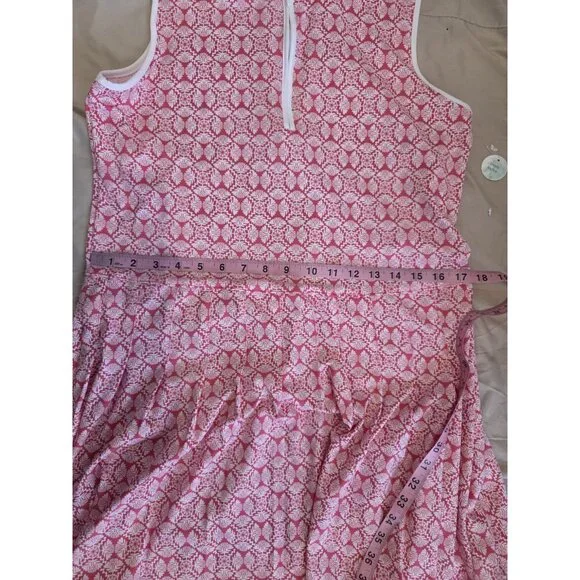 Sigrid Olsen Pink White Pleated Tennis Golf Mini Dress W Shorts Mandala M NWOT - Picture 9 of 11